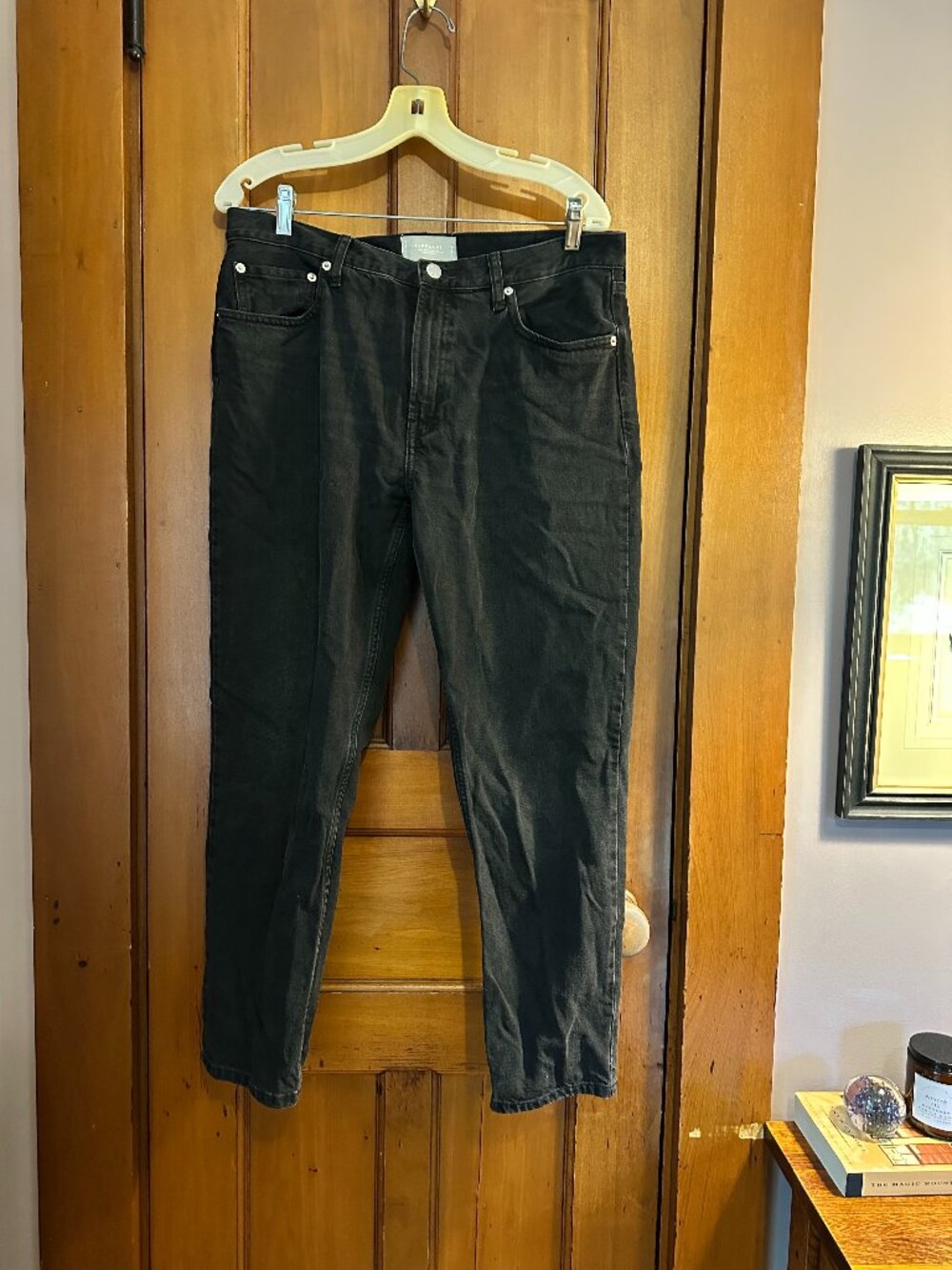 Straight-leg black Everlane jeans